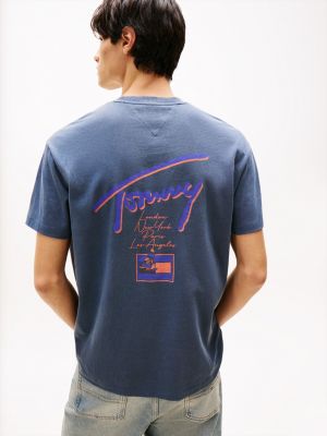 blue back logo graphic relaxed t-shirt for men tommy jeans