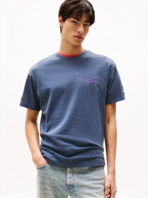 blue back logo graphic relaxed t-shirt for men tommy jeans