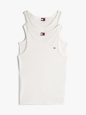 white wąski top bez rękawów, zestaw 2 szt. dla mężczyźni - tommy jeans