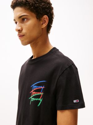 t-shirt à logo imprimé au dos noir pour hommes tommy jeans