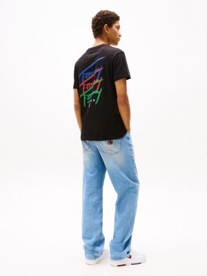 t-shirt à logo imprimé au dos noir pour hommes tommy jeans