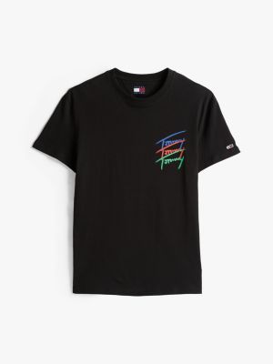 schwarz t-shirt mit grafik-logo hinten für herren - tommy jeans