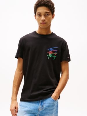 camiseta con logo gráfico en la espalda black de hombres tommy jeans