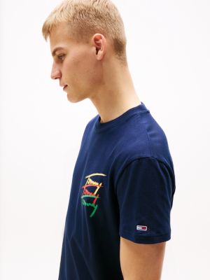 t-shirt à logo imprimé au dos bleu pour hommes tommy jeans