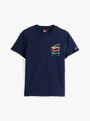 blau t-shirt mit grafik-logo hinten für herren - tommy jeans