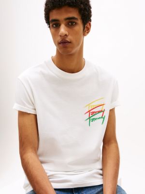 t-shirt à logo imprimé au dos blanc pour hommes tommy jeans