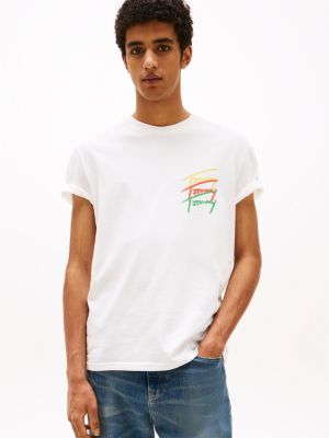 white t-shirt z logo z tyłu dla mężczyźni - tommy jeans