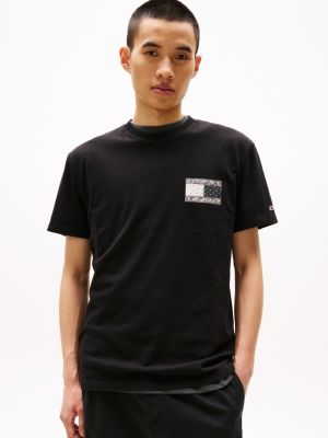 black paisley back logo t-shirt for men tommy jeans