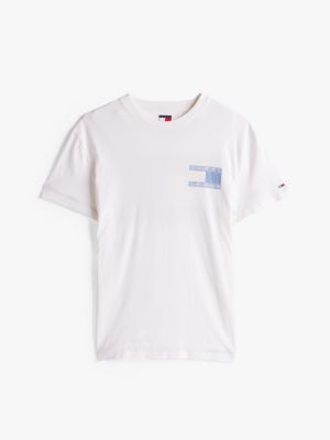 t-shirt à logo à motif cachemire au dos blanc pour hommes tommy jeans