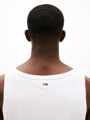 white logo slim tank top for men tommy jeans