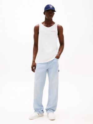 white logo slim tank top for men tommy jeans