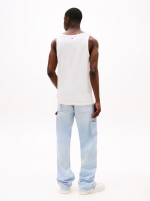 white logo slim tank top for men tommy jeans