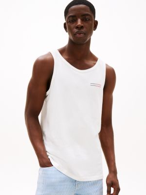 white logo slim tank top for men tommy jeans