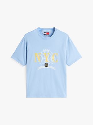 blauw relaxed fit t-shirt met embleem voor heren - tommy jeans