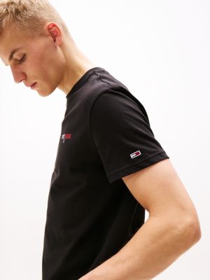 zwart t-shirt met ronde hals en logo op de rug voor heren - tommy jeans