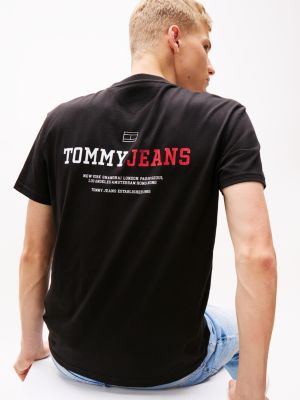 zwart t-shirt met ronde hals en logo op de rug voor heren - tommy jeans