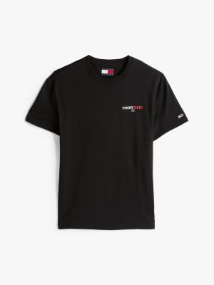 schwarz rundhals-t-shirt mit rückenlogo für herren - tommy jeans