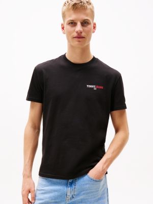 black back logo crew neck t-shirt for men tommy jeans