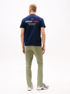 t-shirt à col ras-du-cou et logo au dos bleu pour hommes tommy jeans