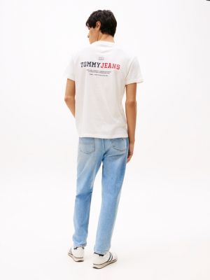 t-shirt con logo sul retro beige da uomini tommy jeans