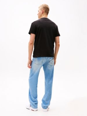 t-shirt signature con logo stile graffiti nero da uomini tommy jeans