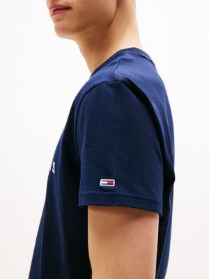 blauw t-shirt met signature-logo in graffitistijl voor heren - tommy jeans