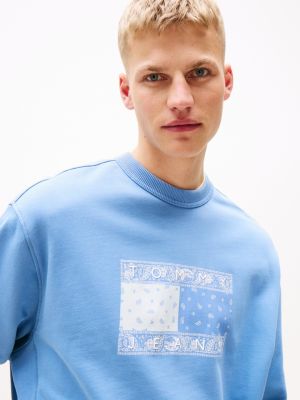 blau relaxed fit sweatshirt mit paisley-logo für herren - tommy jeans