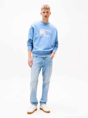 blau relaxed fit sweatshirt mit paisley-logo für herren - tommy jeans