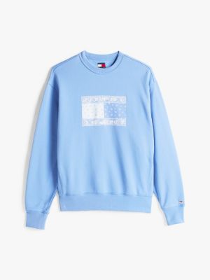 blau relaxed fit sweatshirt mit paisley-logo für herren - tommy jeans