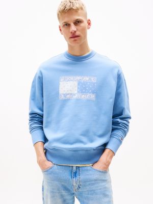 blue relaxed fit sweatshirt met paisley-logo voor heren - tommy jeans