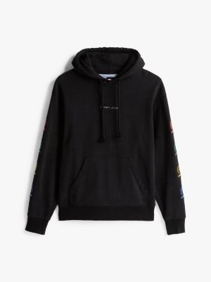 black crest back graphic relaxed hoody for men tommy jeans