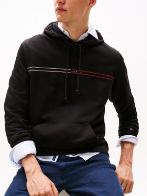schwarz logo-hoodie mit tunnelzug für herren - tommy jeans