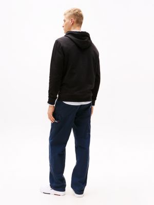 schwarz logo-hoodie mit tunnelzug für herren - tommy jeans