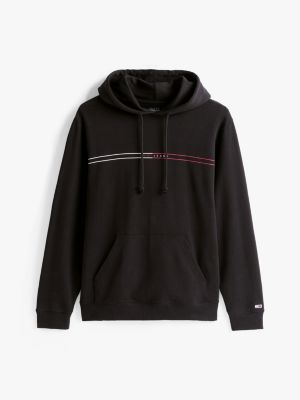 schwarz logo-hoodie mit tunnelzug für herren - tommy jeans