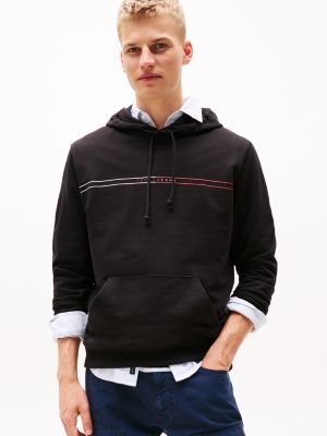 schwarz logo-hoodie mit tunnelzug für herren - tommy jeans