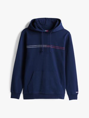 blue logo drawstring hoody for men tommy jeans