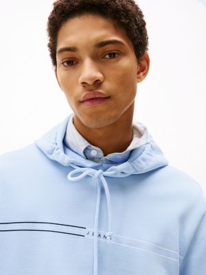 blue logo drawstring hoody for men tommy jeans