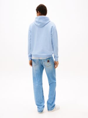 blue logo drawstring hoody for men tommy jeans