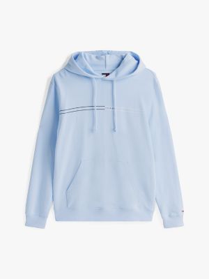 blue logo drawstring hoody for men tommy jeans