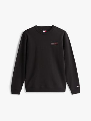 black logo crew neck sweatshirt for men tommy jeans