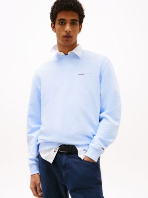 blue logo crew neck sweatshirt for men tommy jeans