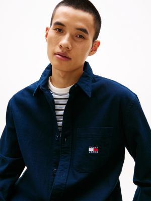 blue oversized fit textured shirt for men tommy jeans