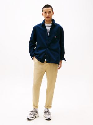 blauw oversized shirt van getextureerd katoen voor heren - tommy jeans