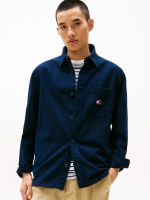 blue oversized fit textured shirt for men tommy jeans