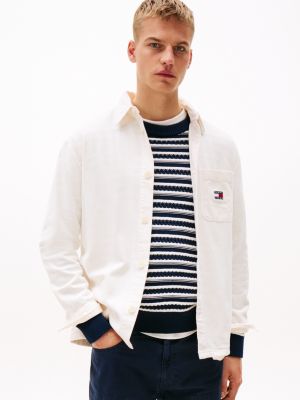 beżowy koszula o kroju oversize z fakturą dla mężczyźni - tommy jeans