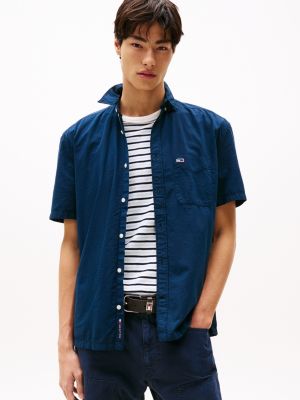 chemise en seersucker à manches courtes blue pour hommes tommy jeans