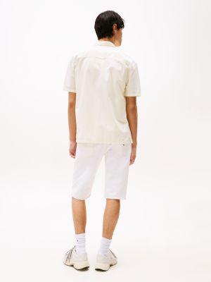 beige regular fit seersucker short sleeve shirt for men tommy jeans