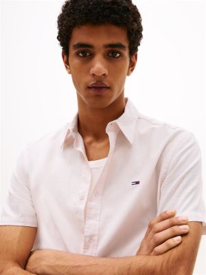 pink regular fit linen blend shirt for men tommy jeans