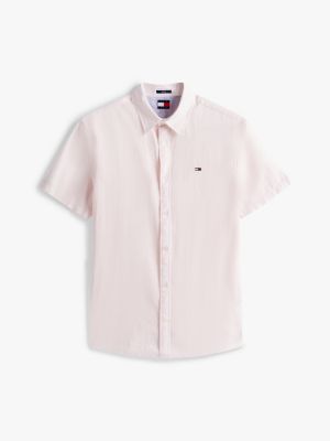 roze regular fit overhemd van linnenmix voor heren - tommy jeans