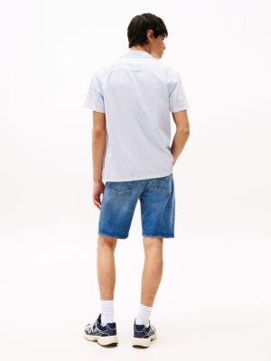 blau regular fit leinenmix-hemd für herren - tommy jeans